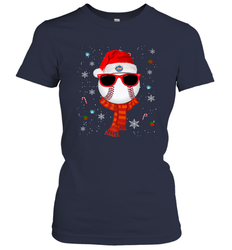New York Mets Logo Christmas Baseball Player Glasses Santa Hat Pajama Gift Women's T-Shirt