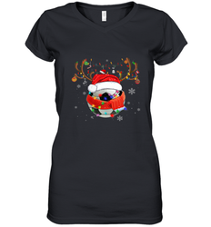 Santa Hat Soccer Reindeer Christmas Funny Players Football Women's V-Neck T-Shirt