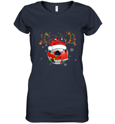 Santa Hat Soccer Reindeer Christmas Funny Players Football Women's V-Neck T-Shirt