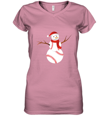 Snowman Baseball Christmas Women's V-Neck T-Shirt Women's V-Neck T-Shirt - jonhlittlestore88