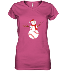 Snowman Baseball Christmas Women's V-Neck T-Shirt Women's V-Neck T-Shirt - jonhlittlestore88