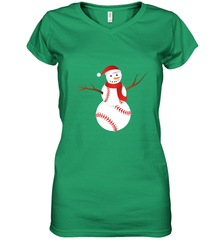 Snowman Baseball Christmas Women's V-Neck T-Shirt Women's V-Neck T-Shirt - jonhlittlestore88