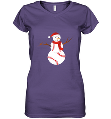 Snowman Baseball Christmas Women's V-Neck T-Shirt Women's V-Neck T-Shirt - jonhlittlestore88