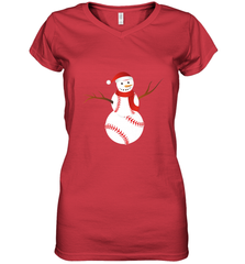 Snowman Baseball Christmas Women's V-Neck T-Shirt Women's V-Neck T-Shirt - jonhlittlestore88