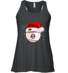 Minnesota Twins Logo Baseball Ball Christmas Santa Hat Xmas Sport Funny Snow Women's Racerback Tank