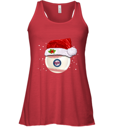 Minnesota Twins Logo Baseball Ball Christmas Santa Hat Xmas Sport Funny Snow Women's Racerback Tank