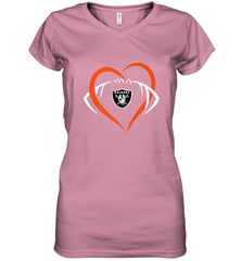 NFL Oakland Raiderss Heart Love Football Women's V-Neck T-Shirt Women's V-Neck T-Shirt - jonhlittlestore88
