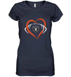 NFL Oakland Raiderss Heart Love Football Women's V-Neck T-Shirt