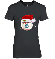Seattle Mariners Logo Baseball Ball Christmas Santa Hat Xmas Sport Funny Snow Women's Premium T-Shirt Women's Premium T-Shirt - jonhlittlestore88