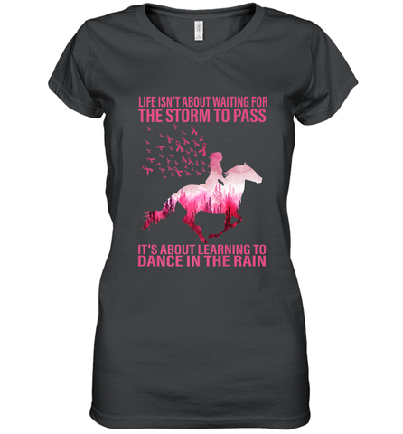 Life Is Not About Waiting Breast Cancer Hippie Peace Horse Women's V-Neck T-Shirt Women's V-Neck T-Shirt / Black / S Women's V-Neck T-Shirt - jonhlittlestore88