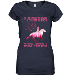 Life Is Not About Waiting Breast Cancer Hippie Peace Horse Women's V-Neck T-Shirt
