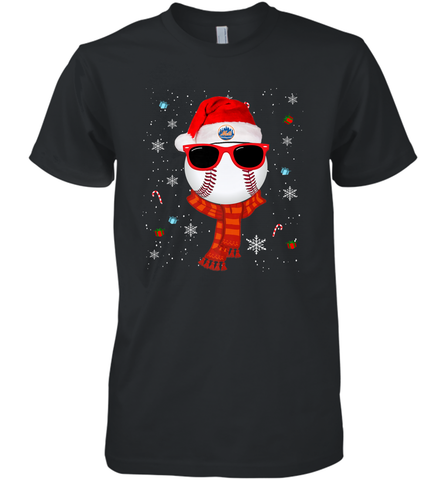 New York Mets Logo Christmas Baseball Player Glasses Santa Hat Pajama Gift Men's Premium T-Shirt Men's Premium T-Shirt / Black / XS Men's Premium T-Shirt - jonhlittlestore88