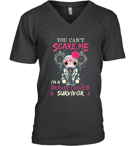 You can't Scare Me I'm Breast Cancer Survivor Elephant Funny Men's V-Neck Men's V-Neck / Black / S Men's V-Neck - jonhlittlestore88