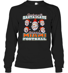 NFL Miami Christmas Funny Santa Claus Watching Football Long Sleeve T-Shirt
