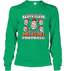 NFL Miami Christmas Funny Santa Claus Watching Football Long Sleeve T-Shirt Long Sleeve T-Shirt - jonhlittlestore88