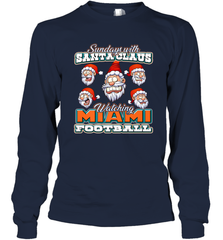 NFL Miami Christmas Funny Santa Claus Watching Football Long Sleeve T-Shirt Long Sleeve T-Shirt - jonhlittlestore88