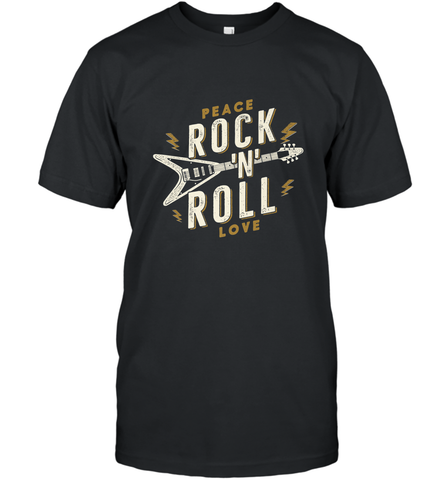 Peace Rock and Roll Love Music Guitar Retro Hippie Men's T-Shirt Men's T-Shirt / Black / S Men's T-Shirt - jonhlittlestore88