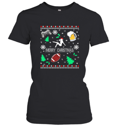 NFL Girls Video Game Beer And Football Really Ugly Christmas Women's T-Shirt