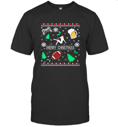 NFL Girls Video Game Beer And Football Really Ugly Christmas Men's T-Shirt