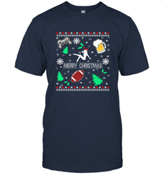 NFL Girls Video Game Beer And Football Really Ugly Christmas Men's T-Shirt