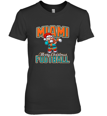 NFL Miami Christmas Dabbing Santa Playing Miami Football Women's Premium T-Shirt Women's Premium T-Shirt / Black / XS Women's Premium T-Shirt - jonhlittlestore88