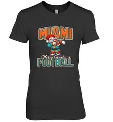 NFL Miami Christmas Dabbing Santa Playing Miami Football Women's Premium T-Shirt Women's Premium T-Shirt - jonhlittlestore88