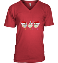 Three Baseball Balls Christmas Gift Santa Xmas lights Snow Men's V-Neck Men's V-Neck - jonhlittlestore88