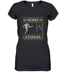 NFL Mens Funny Ugly Christmas Football Sport Team Kicker Gift Women's V-Neck T-Shirt