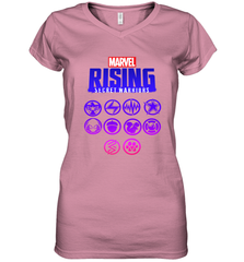 Marvel Rising Secret Warriors Hero Emblem Logo Women's V-Neck T-Shirt Women's V-Neck T-Shirt - jonhlittlestore88