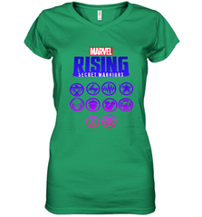Marvel Rising Secret Warriors Hero Emblem Logo Women's V-Neck T-Shirt Women's V-Neck T-Shirt - jonhlittlestore88
