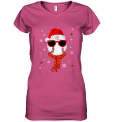Toronto Blue Jays LogoChristmas Baseball Player Glasses Santa Hat Pajama Gift Women's V-Neck T-Shirt Women's V-Neck T-Shirt - jonhlittlestore88