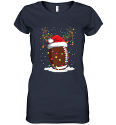 NFL Christmas Football Reindeer Funny Santa Hat Xmas Kids Gift Women's V-Neck T-Shirt