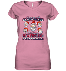 New England Christmas Funny Santa Claus Watching Football Women's V-Neck T-Shirt Women's V-Neck T-Shirt - jonhlittlestore88