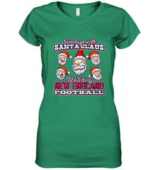 New England Christmas Funny Santa Claus Watching Football Women's V-Neck T-Shirt Women's V-Neck T-Shirt - jonhlittlestore88