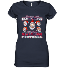 New England Christmas Funny Santa Claus Watching Football Women's V-Neck T-Shirt Women's V-Neck T-Shirt - jonhlittlestore88