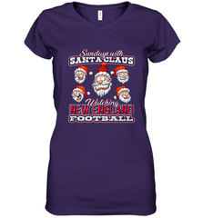 New England Christmas Funny Santa Claus Watching Football Women's V-Neck T-Shirt Women's V-Neck T-Shirt - jonhlittlestore88
