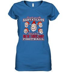New England Christmas Funny Santa Claus Watching Football Women's V-Neck T-Shirt Women's V-Neck T-Shirt - jonhlittlestore88