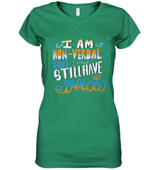 Special Needs NonVerbal Autism Awesome Women's V-Neck T-Shirt Women's V-Neck T-Shirt - jonhlittlestore88