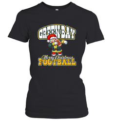 NFL Green Bay Christmas Funny Dabbing Santa Playing Football Women's T-Shirt