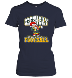 NFL Green Bay Christmas Funny Dabbing Santa Playing Football Women's T-Shirt