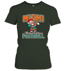 NFL Miami Christmas Dabbing Santa Playing Miami Football Women's T-Shirt Women's T-Shirt - jonhlittlestore88