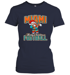 NFL Miami Christmas Dabbing Santa Playing Miami Football Women's T-Shirt