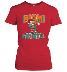 NFL Miami Christmas Dabbing Santa Playing Miami Football Women's T-Shirt Women's T-Shirt - jonhlittlestore88