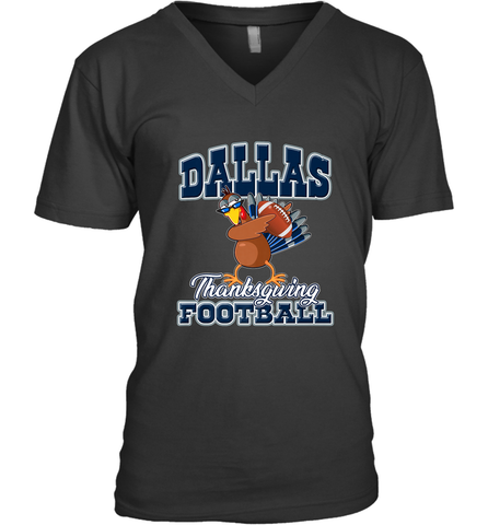 Dallas Thanksgiving Day Funny Turkey Playing Texas Football Premium T Shirt Men's V-Neck Men's V-Neck / Black / S Men's V-Neck - jonhlittlestore88