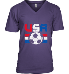 Distressed Red, White and Blue Soccer Flag Shirts of the USA Men's V-Neck Men's V-Neck - jonhlittlestore88