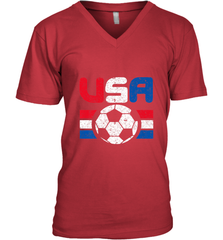 Distressed Red, White and Blue Soccer Flag Shirts of the USA Men's V-Neck Men's V-Neck - jonhlittlestore88