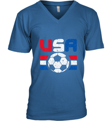 Distressed Red, White and Blue Soccer Flag Shirts of the USA Men's V-Neck Men's V-Neck - jonhlittlestore88