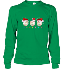 Three Baseball Balls Christmas Gift Santa Xmas lights Snow Long Sleeve T-Shirt Long Sleeve T-Shirt - jonhlittlestore88