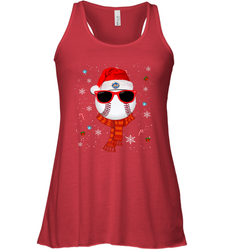 New York Mets Logo Christmas Baseball Player Glasses Santa Hat Pajama Gift Women's Racerback Tank