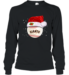 San Francisco Giants Logo Baseball Ball Christmas Santa Hat Xmas Sport Funny Snow Long Sleeve T-Shirt